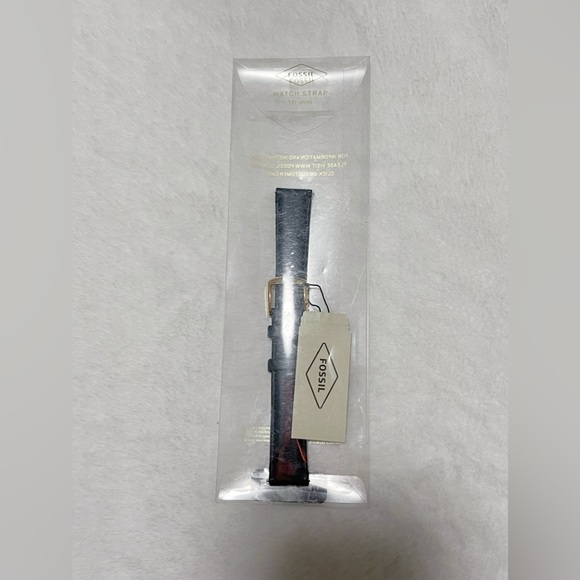 Fossil 16mm Navy Leather Watch Strap - Picture 3 of 7